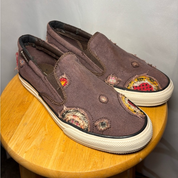 Converse Distressed Patchwork Slip-On Sneakers Y2K Grunge Aesthetic Women’s 8.5 - Picture 2 of 9